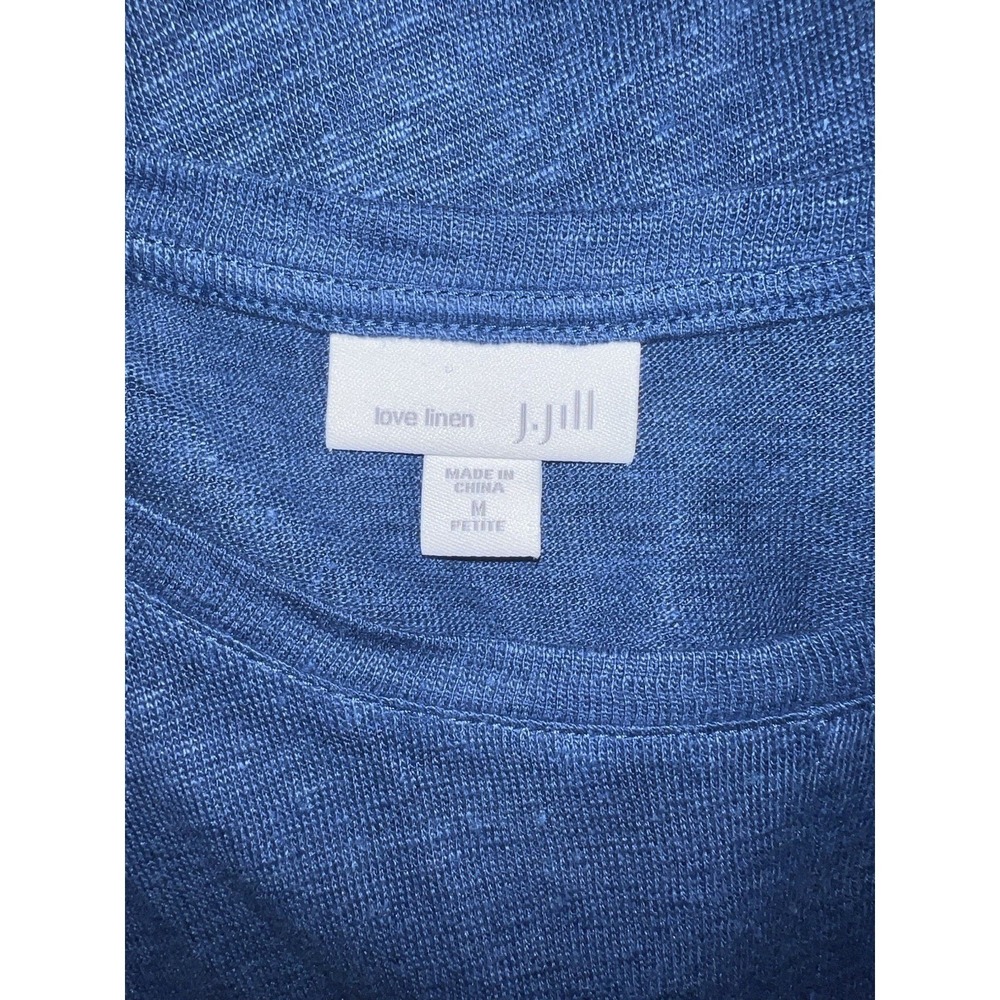 J Jill Love Linen Blue Sleeveless Twist Front Petite Top Shirt Women's M - Picture 6 of 6
